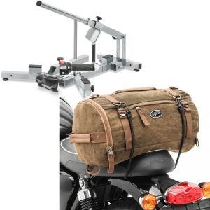Set: Démonte pneu moto 12-21" MD4Z ConStands avec Sacoche de selle Moto arrière Vintage 25L Canvas marron