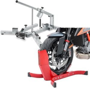 Set: Démonte pneu moto / changeur de pneus 12-21" MD4Z ConStands avec Bloque Roue Easy-Plus à 21 Pouces rouge