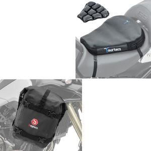 Set: Sacoche pour pare carter moto etanche 10L Dry Bag K4 Bagtecs avec Moto Coussin d'air Air Deluxe M noir