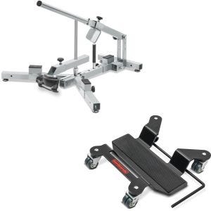 Set: Démonte pneu moto / changeur de pneus 12-21" MD4Z ConStands avec Chariot de déplacement pour béquille centrale noir