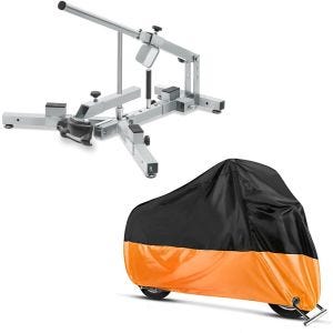 Set: Démonte pneu moto / changeur de pneus 12-21" MD4Z ConStands avec Housse Moto XXL Bache Moto imperméable noir-orange