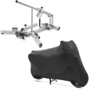 Set: Démonte pneu moto / changeur de pneus 12-21" MD4Z ConStands avec Housse moto XL-XXL Indoor Stretch garage en noir