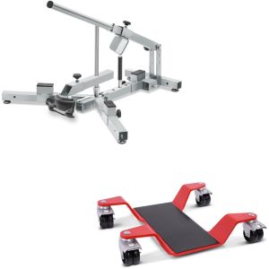 Set: Reifenmontiergerät für M.Reifen 12-21" MD4Z ConStands mit Rangierhilfe für Hauptständer Easy Mover II bis 400kg rot