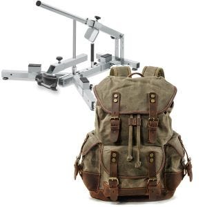 Set: Démonte pneu moto 12-21" MD4Z ConStands avec Sac à dos moto Canvas RG8 Sacoche moto Vintage 20Ltr Retro vert