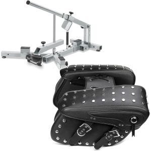 Set: Démonte pneu moto 12-21" MD4Z ConStands avec Sacoches cavalières laterales pour Moto Custom et Retro VH6 noir