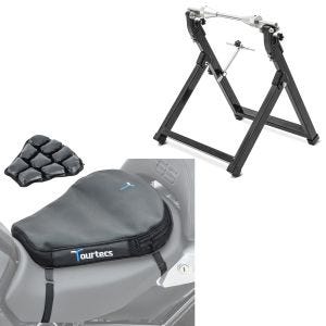 Set: Équilibreuse pneu moto WU-2 équilibreuse de roues noir ConStands avec Moto Coussin d'air Air Deluxe M noir