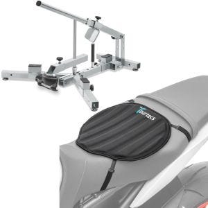 Set: Démonte pneu moto / changeur de pneus 12-21" MD4Z ConStands avec Moto Gel Coussin de selle Néoprène M en noir