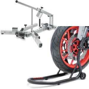 Set: Démonte pneu moto / changeur de pneus 12-21" MD4Z ConStands avec Béquille roue avant Front Fork noir mat