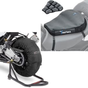 Set: Moto Couvertures Chauffantes Laguna Seca 60-80°C 17 pouces noir ConStands avec Moto Coussin d'air Air Deluxe M noir