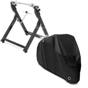 Set: Équilibreuse pneu moto WU-2 équilibreuse de roues noir ConStands avec Housse Moto XL Bache moto imperméable noir