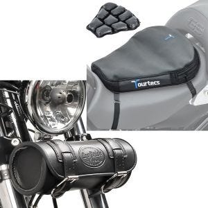 Set: Motorrad Werkzeugrolle Elgin 2,4Ltr passend für Retrobikes sw Craftride mit Luftkissen Air Deluxe M sw