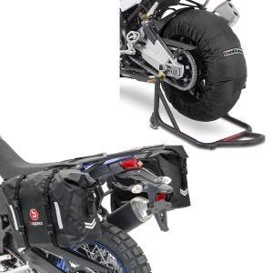 Set: Moto Couvertures Chauffantes Billown 60-80-95 °C 17 " noir ConStands avec Sacoches cavalières moto WP8 2x30L