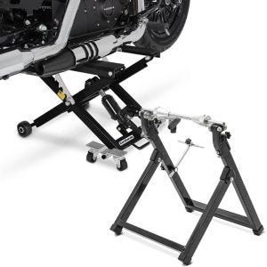 Set: Elevateur ciseaux Mid-lift XL 500kg nr ConStands avec Équilibreuse pneu moto WU-2 équilibreuse de roues nr