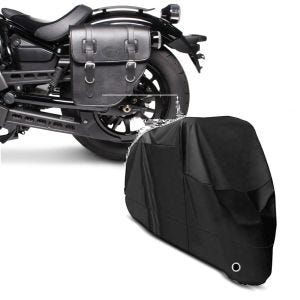 Set: Motorrad Satteltasche links Texas 10Ltr passend für Chopper sw Craftride mit Motorrad Abdeckplane XL Abdeckhaube sw