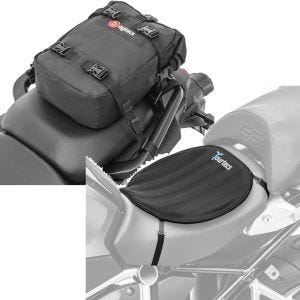 Set: Motorrad Hecktasche KH1 Rucksack 10 Liter sw Bagtecs mit Motorrad Gel Sitzkissen Neopren L Gelkissen Sitzauflage sw