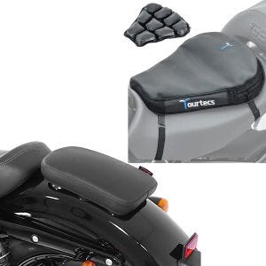 Set: Motorrad Luftkissen Air Deluxe M sw Tourtecs mit Sozius Saugnapf Sitzpad passend für Custom Bikes Glider X sw