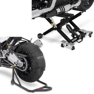 Set: Moto Couvertures Chauffantes Laguna Seca 60-80°C 17" nr ConStands avec Pont Mid-lift XL Cric hydraulique 500kg nr