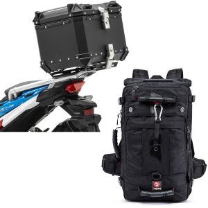 Set: Motorrad Alu Topcase XB45 Aluminium univ. 45 Liter sw Bagtecs mit Motorrad Rucksack HK4 Hecktasche 45Ltr in sw