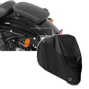 Set: Selle Pouf passager à Ventouses pour Motos Custom Glider X noir Craftride avec Housse Moto XL Bache moto imp. noir