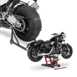 Set: Moto Couvertures Chauffantes Billown 60-80-95 °C 17" nr ConStands avec Pont elevateur Mid-lift L 680kg rouge