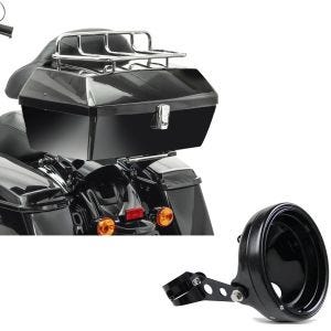Set: Topcase Missouri 43Ltr passend für Chopper sw Craftride mit Scheinwerfergh. 7" mit Gabel-Halterung 35-43mm sw