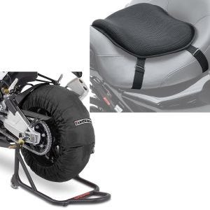 Set: Moto Couvertures Chauffantes Billown 60-80-95 °C 17" noir ConStands avec Moto Gel coussin de selle L Univ. noir