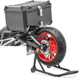 Set: Top case aluminium moto XB65 noir 65 Litres Bagtecs avec Béquille d'atelier arrière ST Racing noir mat