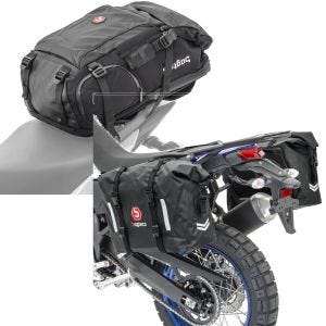 Set: Sac à dos moto HX5 imp. 45Ltr avec porte-casque Bagtecs avec Sacoches cavalières moto laterales etanches WP8 2x30L