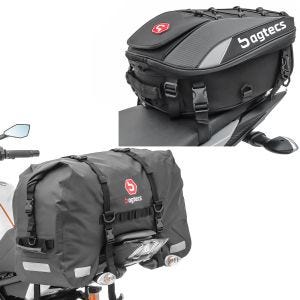 Set: Motorrad Hecktasche SX45 Wasserdicht Volumen 45L Rollverschluss Bagtecs mit Hecktasche X30 erweiterbar 20-30Ltr sw