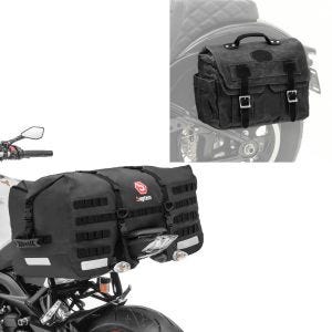 Set: Motorrad Hecktasche SX70 70Ltr wasserdicht sw Bagtecs mit Motorrad Satteltasche Canvas mit Innentasche CV1 sw