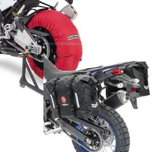 Set: Moto Couvertures Chauffantes Laguna Seca 60-80°C 17 " rouge ConStands avec Sacoches cavalières moto WP8 2x30L