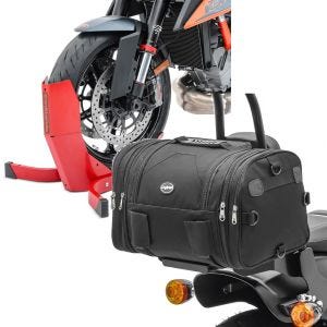 Set: Bloque Roue Easy-Plus à 21 Pouces rouge ConStands avec Moto Sacoche Arrière RB1 24-30Ltr pour retro bikes noir