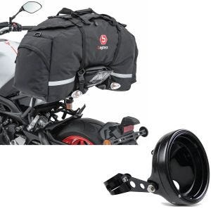 Set: Sacoche de selle moto SX80 sacoche arrière 70Ltr noir Bagtecs avec Boîtier phare LED 7" Univ. + fourche 35-43mm