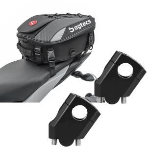 Set: Motorrad Hecktasche X30 erweiterbar 20-30Ltr sw Bagtecs mit Lenkererhöhung 40mm Alu passend für Lenker mit Ø 22mm 7/8" sw