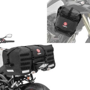 Set: Motorrad Hecktasche SX70 70Ltr wasserdicht sw Bagtecs mit Sturzbügeltasche passend für Schutzbügel K4 wasserdicht 10 Liter