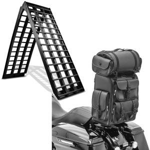 Set: Rampe chargement V nr Alu max. 680kg pli. ConStands avec Sacoche Sissy Bar + sac rouleau pour Motos Custom DLX