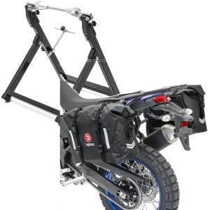 Set: Wuchtbock Motorrad WU-2 Auswuchtgerät sw ConStands mit Motorrad Satteltaschen Wasserdicht WP8 2x30L Rollverschluss