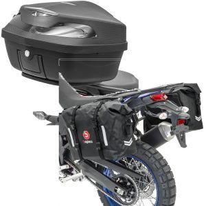 Set: Motorrad Topcase XK48 univ. 48 Liter sw Bagtecs mit Motorrad Satteltaschen Wasserdicht WP8 2x30L Rollverschluss