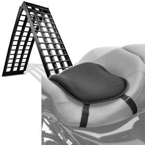 Set: Rampe de Chargement V noir en Alu max. 680 kg pli. pour Moto ConStands avec Moto Gel coussin de selle L Univ. noir