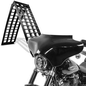 Set: Rampe de Chargement ConStands V noir en Aluminium, max. 680 kg pliable, pour Moto, Scooter, Quad, ATV + Carenage Batwing compatible avec Harley Davidson Road King / Softail / Fat Boy Craftride noir
