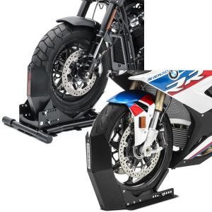 Set: Cale de roue moto Easy Vario aju. noir ConStands avec Bloque Roue Easy-Fix noir à 21" noir-mate