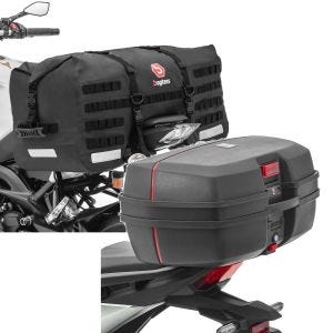 Set: Motorrad Hecktasche SX70 70Ltr wasserdicht in sw Bagtecs mit Motorrad Topcase TB8 45 Liter Universal