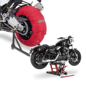 Set: Moto Couvertures Chauffantes Laguna Seca 60-80°C 17" rouge ConStands avec Pont elevateur Mid-lift L 680kg rouge