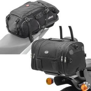 Set: Motorrad Rucksack HX5 wd. 45Ltr mit Helmhalterung Bagtecs mit Hecktasche RB1 24-30Ltr passend für Retro Bikes sw