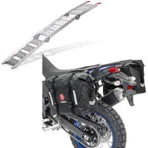 Set: rampe de chargement III en Alu max. 270 kg triple pli. pour moto ConStands avec Sacoches cavalières moto WP8 2x30L