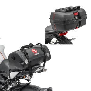Set: Motorrad Topcase DK45 univ. 45 Liter mit Gepäckgrill Bagtecs mit Hecktasche Drybag XF30 Wasserdicht Volumen 30l
