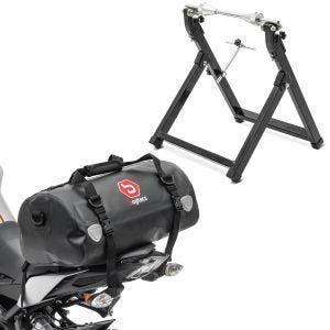 Set: Équilibreuse pneu moto WU-2 équilibreuse de roues noir ConStands avec Sacoche de selle Moto arrière XF30 Volume 30l
