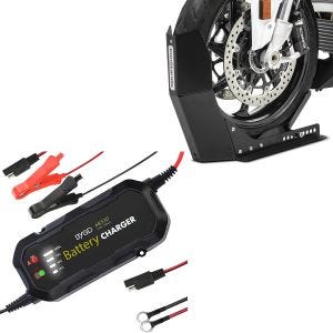 Set: Bloque Roue Easy-Fix noir à 21 Pouces noir-mate ConStands avec Chargeur de batterie de moto BC2 12V / 1.500mA