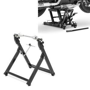 Set: elevateur ciseaux Mid-lift L 680kg noir ConStands avec Équilibreuse pneu moto WU-2 équilibreuse de roues noir