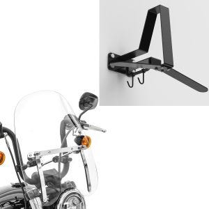 Set: Motorrad Windschild CW1 passend für Retro Bikes klar Craftride mit Garderobe WH2 Wandhalterung Helmhalter sw